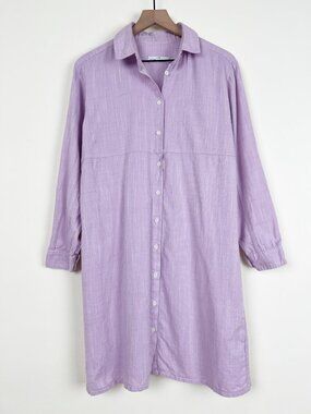 The Sleep Shirt 100% Cotton Midi Dress Oversized Relaxed Fit Coverup Casual Sun